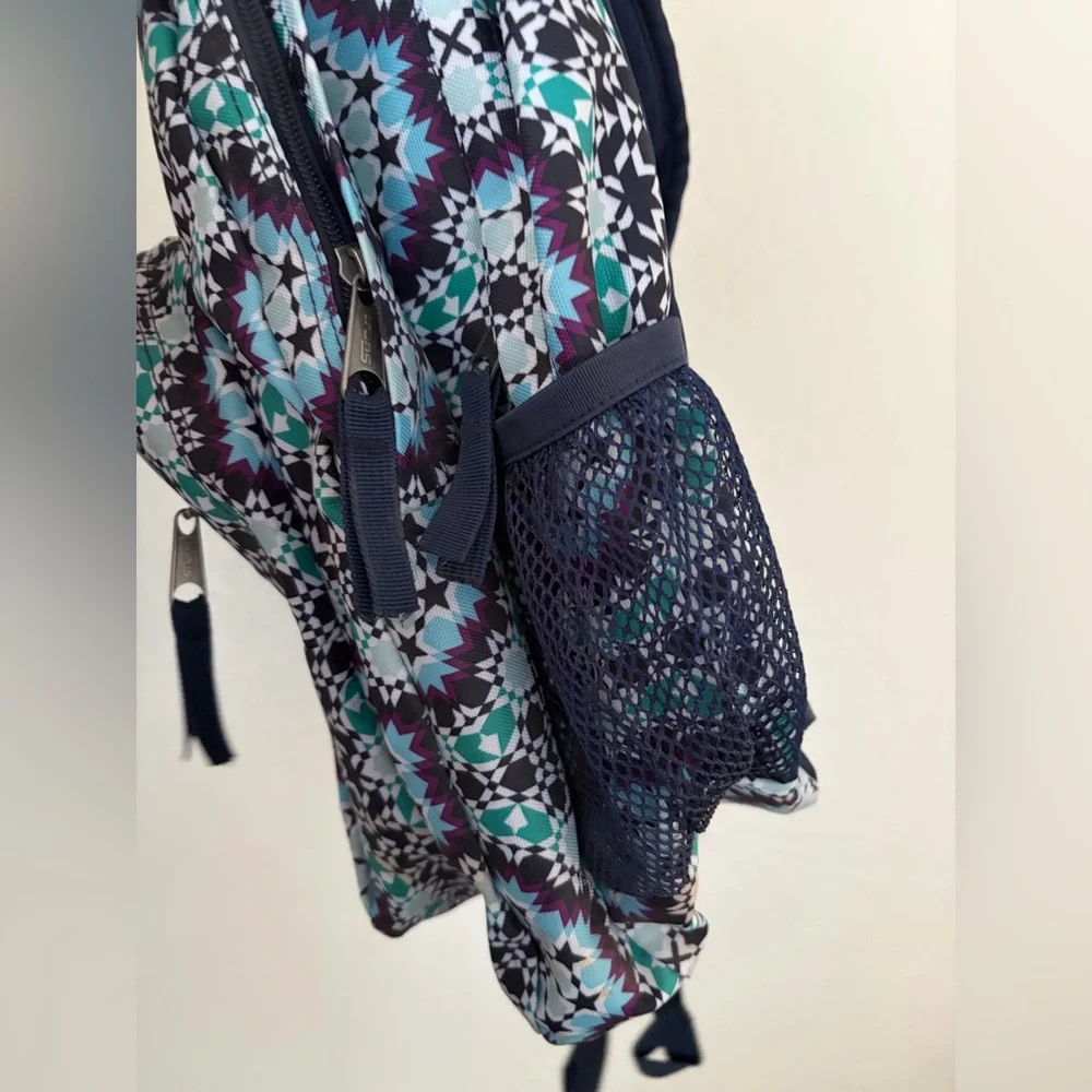 Jansport Trans Blue and Black Geometric Backpack